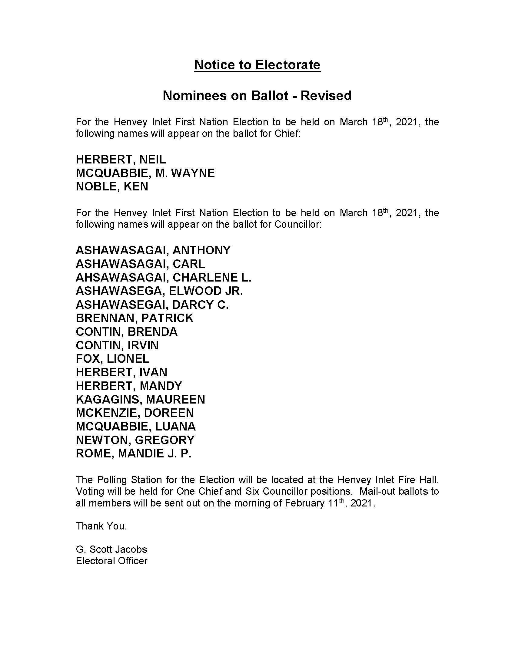 Posted Nominee Notice