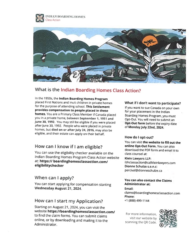 Indian Boarding Homes Class Action Settlement Information PDF