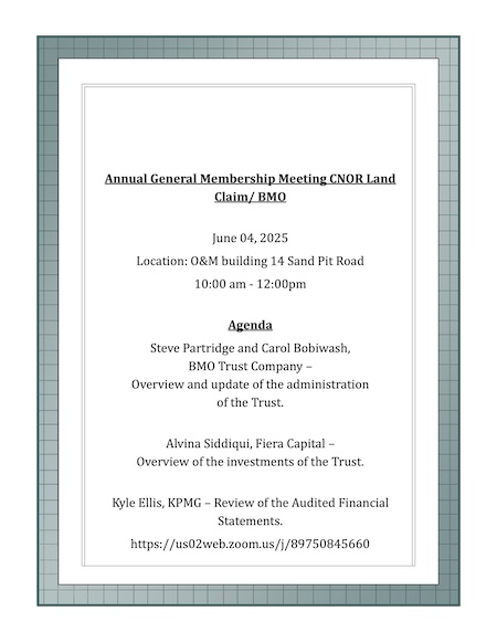 Henvey Inlet First Nation Annual General Membership Meeting CNOR Land Claim BMO