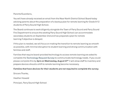 Survey link for remote learning